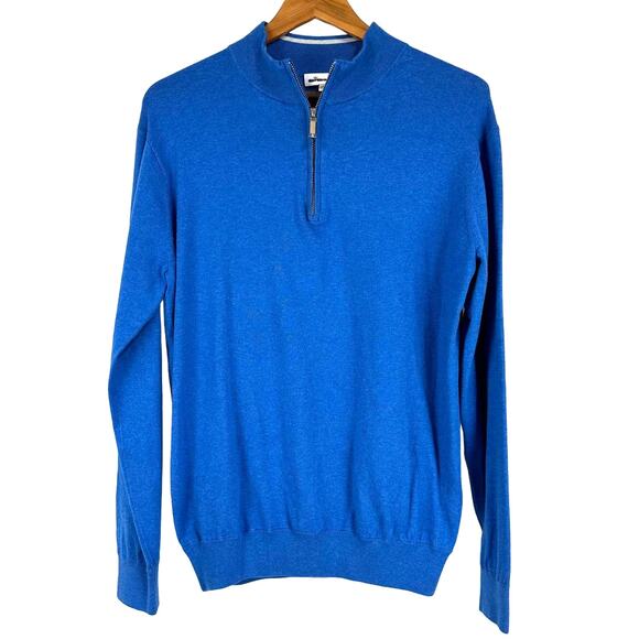 Peter Millar NWOT Crown Crest Quarter-Zip Sweater Blue Men's Size M Silk Cotton - Picture 3 of 11